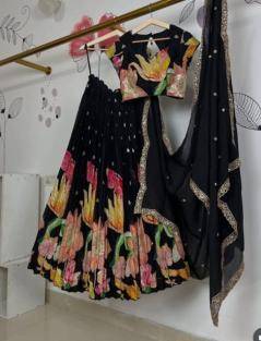 New launching position foil work lehenga choli silk  Luxury kids wear manufacturer